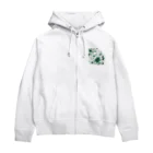 アミュペンの数学的なデザインを持つ緑と白の花 Zip Hoodie