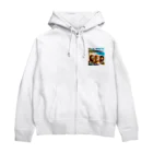 YFCのハワイのリゾートビーチでサーフィンを楽しむ陽気なライオン達④ Zip Hoodie