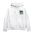 猫と紡ぐ物語の南国の海で一時のバカンスを楽しむ Zip Hoodie