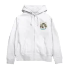 Umiの猫　首輪　碧色 Zip Hoodie