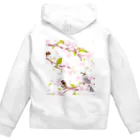 LittleLoroのSAKURA 0540 春桜 メジロ ヒヨドリ スズメ お花見日和 Zip Hoodie