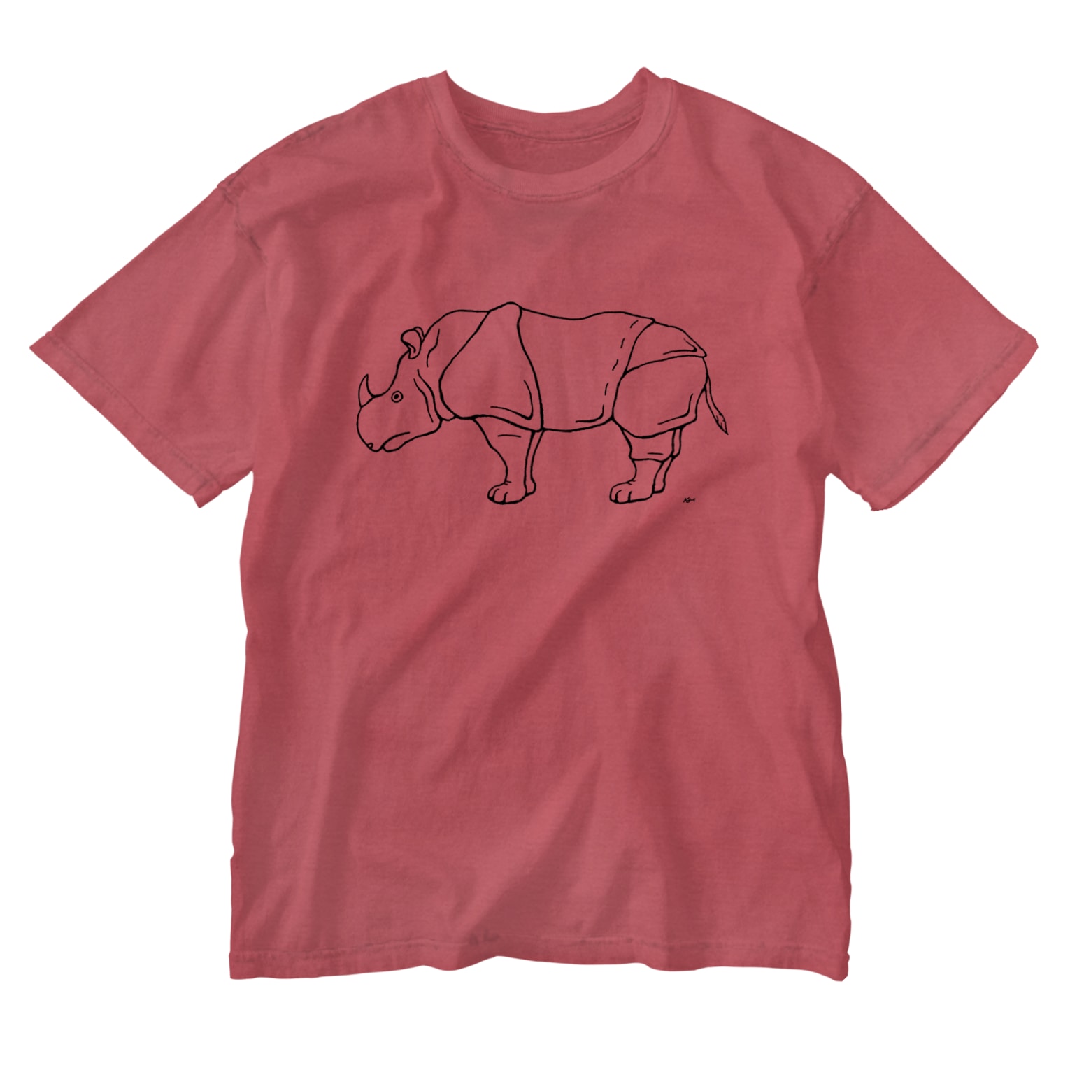 サイ Rhino 動物イラスト Aliviostaのウォッシュtシャツ通販