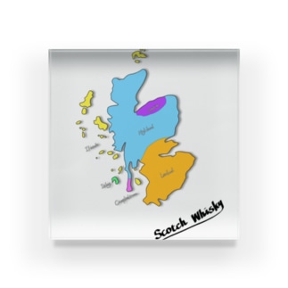 Scotch Whisky‘s  map (カラーver） Acrylic Block