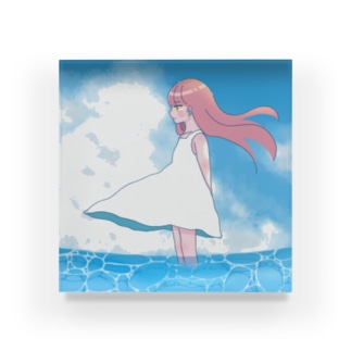 海と少女 Acrylic Block