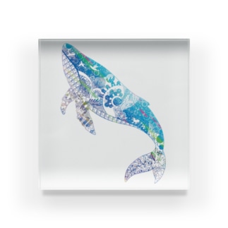 クジラの切り絵 カジタミキ Mikikajita のアクリルブロック通販 Suzuri スズリ