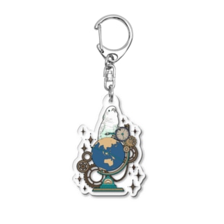 オウムと地球儀デジタルver Acrylic Key Chain