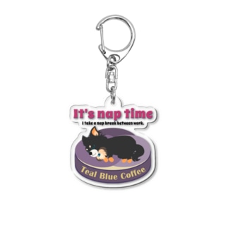 お昼寝の時間　-puppy teal- lavender Ver. Acrylic Key Chain