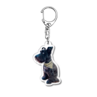 おすわりKURO シュナウザー 黒い犬 dog クロ Acrylic Key Chain
