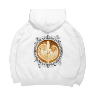 【Lady's sweet coffee】ラテアート エレガンスリーフ / With accessories Big Hoodie