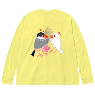 粟穂をプレゼント 桜&白文鳥 Big Long Sleeve T-Shirt