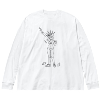 「Feminism Enlightening the World」 BlackLine T ビッグシルエットロングスリーブTシャツ