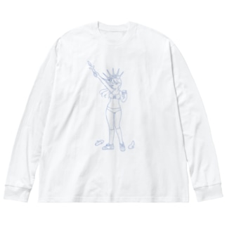 Feminism Enlightening the World Blue Line ビッグシルエットロングスリーブTシャツ