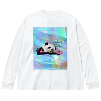 ホログラム & レトロpanda-02 Big Long Sleeve T-Shirt