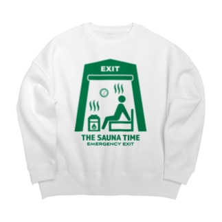 THE SAUNA TIME【非常口パロディ】 Big Crew Neck Sweatshirt