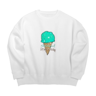 チョコミントアイスクリーム Big Crew Neck Sweatshirt