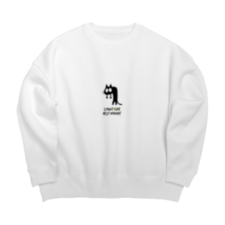 [LunaticRestaurant]黒猫 Big Crew Neck Sweatshirt