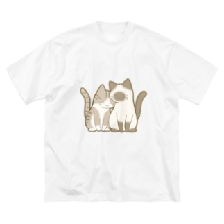 表裏印刷　仲良し猫　キジ白&ポインテッド Big T-Shirt