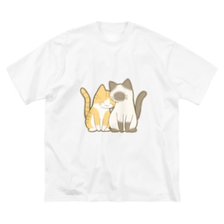 表裏印刷　仲良し猫　茶白&ポインテッド Big T-Shirt