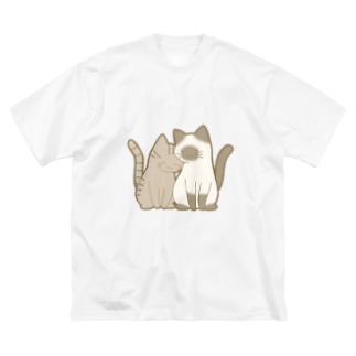 表裏印刷　仲良し猫　キジトラ&ポインテッド Big T-Shirt