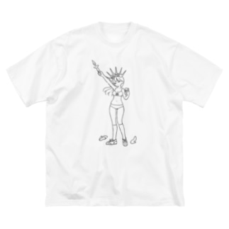 「Feminism Enlightening the World」 BlackLine T ビッグシルエットTシャツ