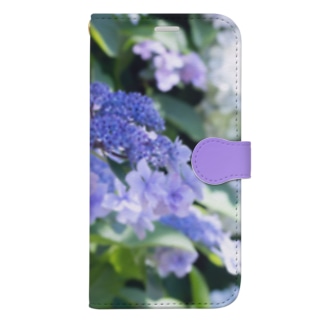 花フォト(アジサイ/紫） Book-Style Smartphone Case
