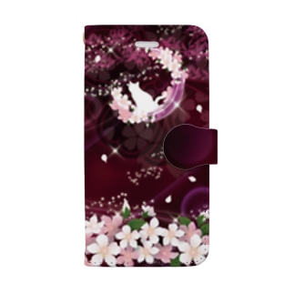 月花猫～桜花宵ノ顔・紫紺 Book-Style Smartphone Case