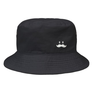 ヒゲ（白抜き）ワンポイント Bucket Hat