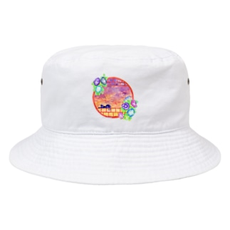 「窓際の夏」夕焼け・朝顔縁・ネコ Bucket Hat