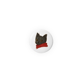赤いネックウォーマーをした黒猫 Tin Badge