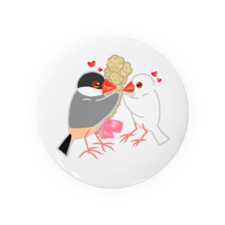 粟穂をプレゼント 桜&白文鳥 Tin Badge