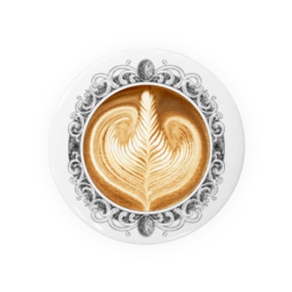 【Lady's sweet coffee】ラテアート エレガンスリーフ Tin Badge
