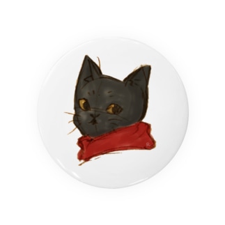 赤いネックウォーマーをした猫・大 Tin Badge