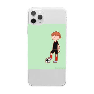 サッカー少年黒ユニフォーム Clear Smartphone Case