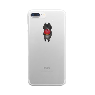 りんごを持った黒猫ステッカー Clear Smartphone Case