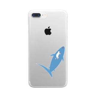 サメに乗って昼寝する猫 Clear Smartphone Case