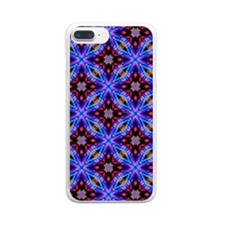 (小花)紫の花の幾何学模様 Clear Smartphone Case