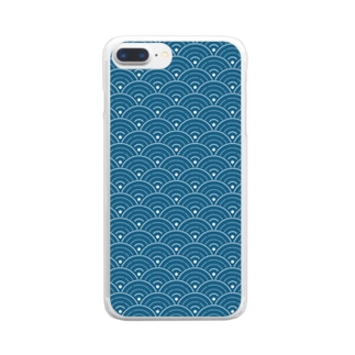 和音 青海波とフェルマータ（藍色） Clear Smartphone Case