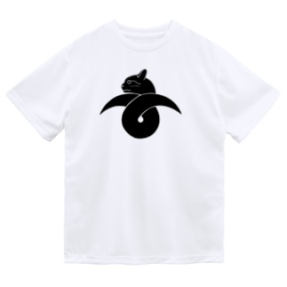 動物家紋。H.T.（結び雁がネコ） Dry T-Shirt