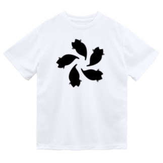 動物家紋。H.T.（変わり散り桜５ネコ） Dry T-Shirt