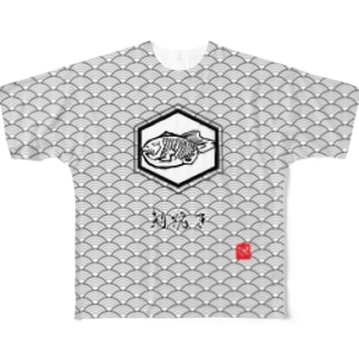 青海波紋たい焼き　〈弐〉クロシロ All-Over Print T-Shirt