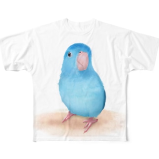ブルーマメルリハ【まめるりはことり】 All-Over Print T-Shirt