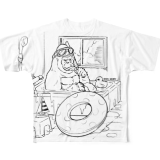 お風呂海水浴ゴリラ All-Over Print T-Shirt