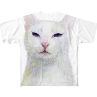 白い猫 All-Over Print T-Shirt