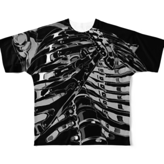 強化骨格_BLACK All-Over Print T-Shirt