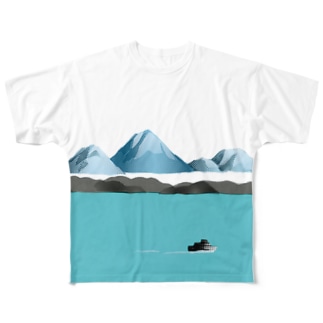 mountain and ship All-Over Print T-Shirt