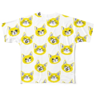 北欧風にゃんこ　黄色 All-Over Print T-Shirt