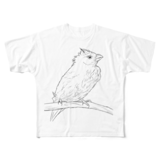 水浴び文鳥 All-Over Print T-Shirt