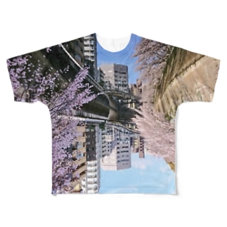 桜降る川空へ。 All-Over Print T-Shirt