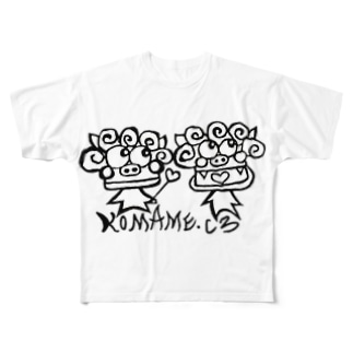 こまめシーサー デート白黒 こまめシーサー Komame C3 のフルグラフィックtシャツ通販 Suzuri スズリ