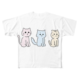 同じほう向いちゃう猫ちゃんたち。カラー版 All-Over Print T-Shirt